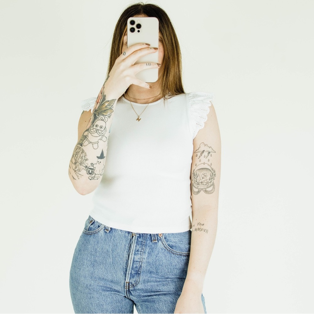 zara crochet sleeve tank